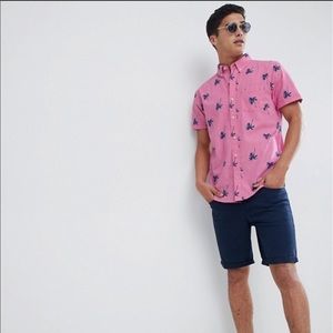 Hollister Short Sleeve Palm Tree Print Button Down